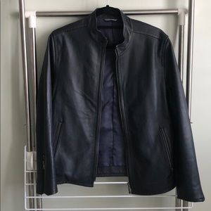 Lanvin en bleu navy leather jacket